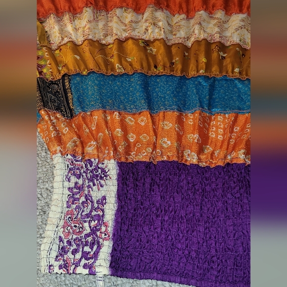 India Boutique Purple Smocked Patchwork Dress - Picture 7 of 7